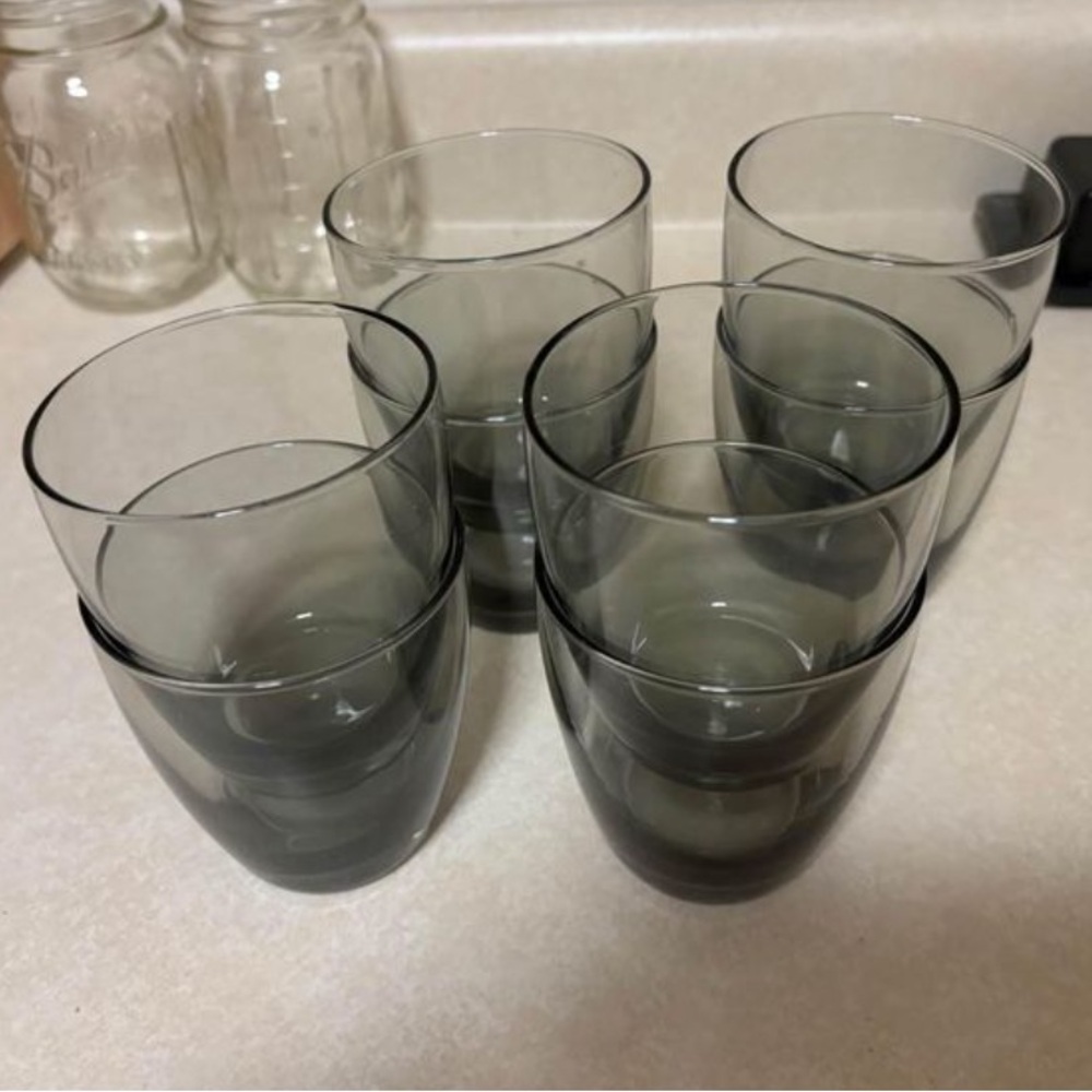Grey Smoked Glass Cups